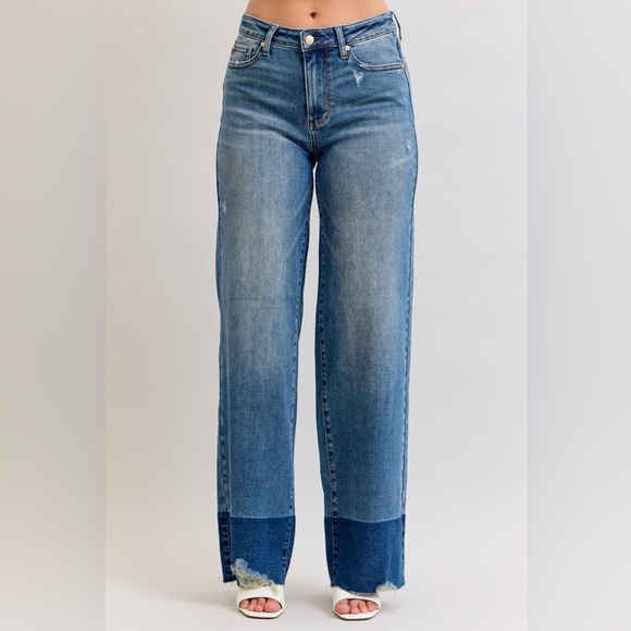 Judy Blue Denim - Judy Blue Raw Hem High Waist Column Straight Jeans​